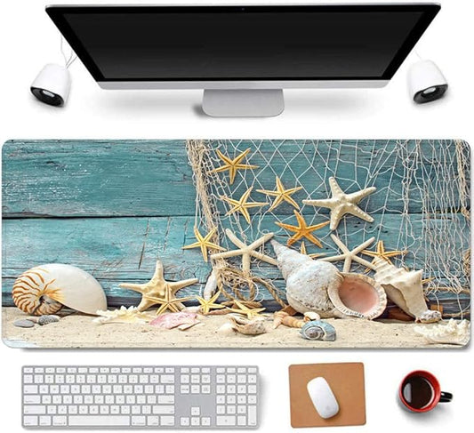 RTGGSEL 31.5x11.8 Inch Non-Slip Long Extended Large Gaming Mouse Pad with Stitched Edges XL Laptops Keyboard Mouse Mat(Starfish)