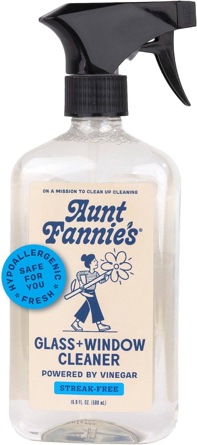 Aunt Fannie's Glass & Window Cleaning Vinegar Spray, Natural Streak-Free Spray, 16.9 Ounces (Pack of 1)