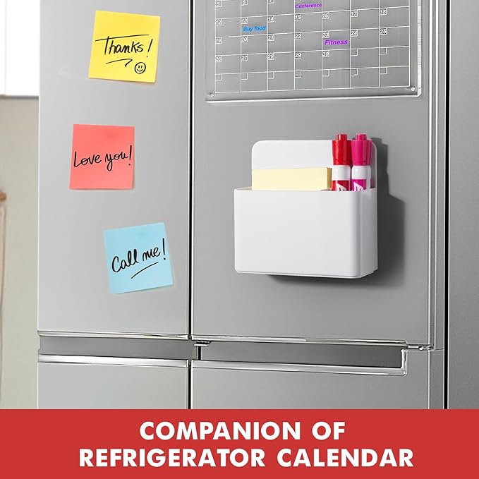 BEYGORM 2 Pack Plastic Magnetic Pen Holder for Refrigerator, Dry Erase Marker Holder for Whiteboard，Magnet School Locker Organizer Accessories, Pencil Cup, Pen Caddy, Classroom Organization(White)