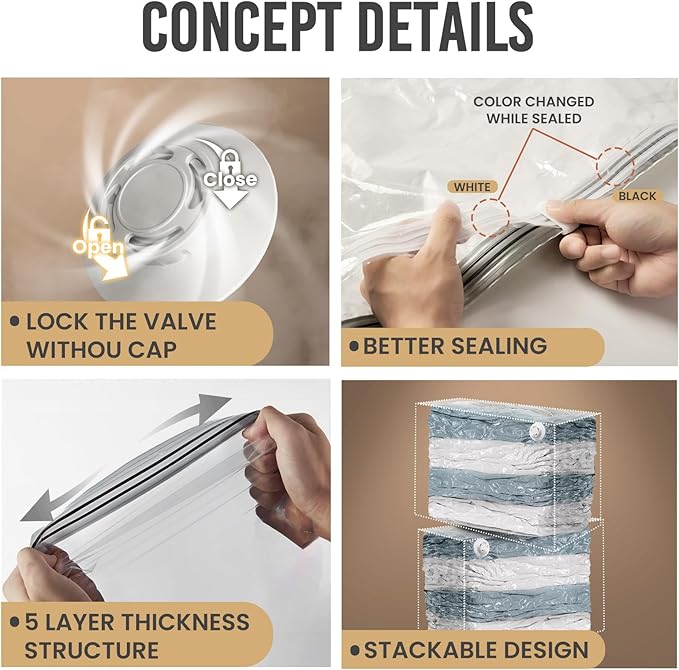 TAILI 12 Pack Vacuum Storage Bags, Jumbo Cube Space Saver (31x40x15 Inch), XL Large Vacuum Seale Bags for Comforters Blankets Bedding, Clothing, Clear