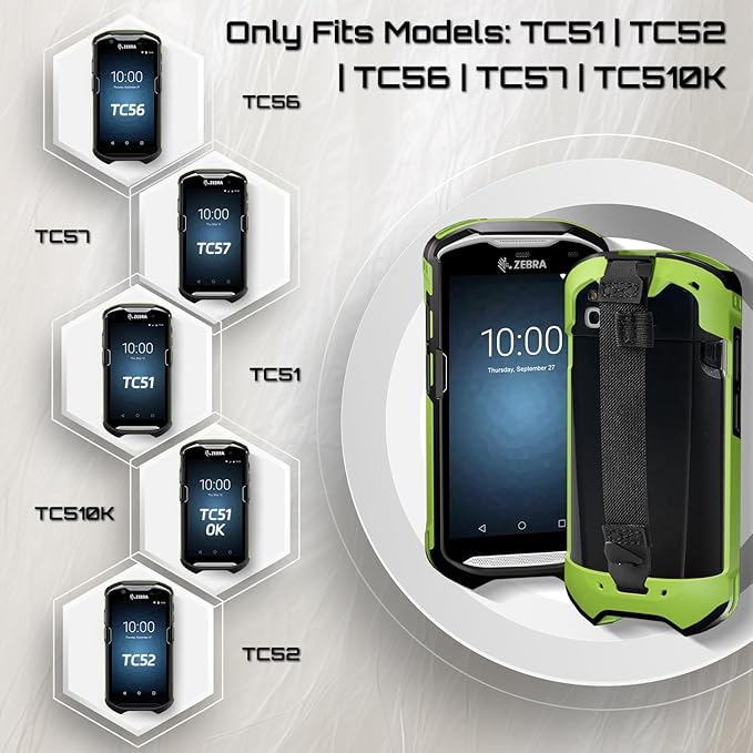 TC51 TC52 TC56 TC57 TC510K Case with Hand Strap - Protective & Ergonomic for Zebra Handheld Barcode Scanners SG-TC5X-EXO1-01 SG-TC5X-EXONHS-01 (Green)