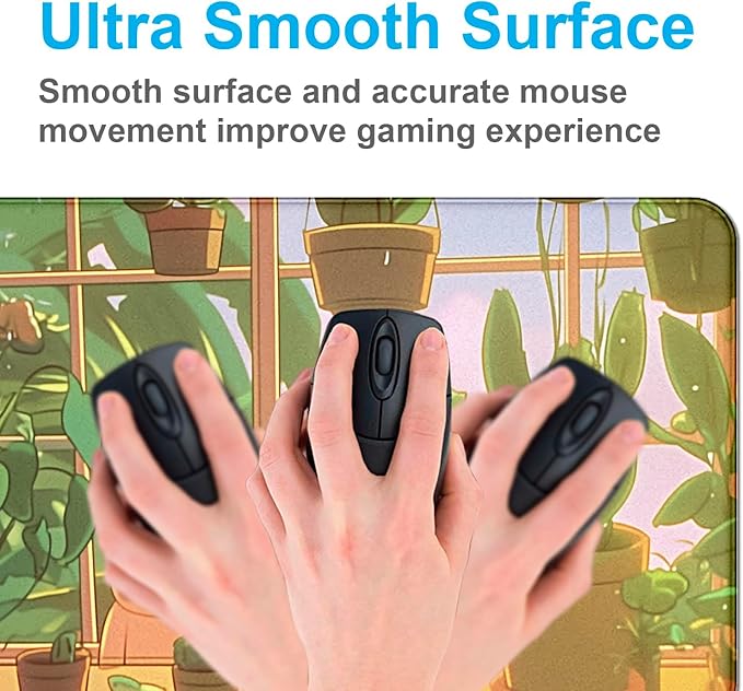 Green Plant Flower Anime XL Keyboard and Mouse Pad Women's Office Desk Accessories Decoration Expansion Game Mouse Pad Computer Office Desk Pad 35.4 x 15.7 inches