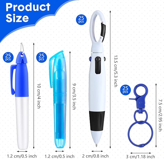 Sherr 25 Sets Retractable Nurse Pens with Mini Highlighter Permanent Marker Keychain Clip Badge Reel Pen Accessories for Nursing Students Medical Staff Office Stocking Stuffer Gift(Multi Colors)