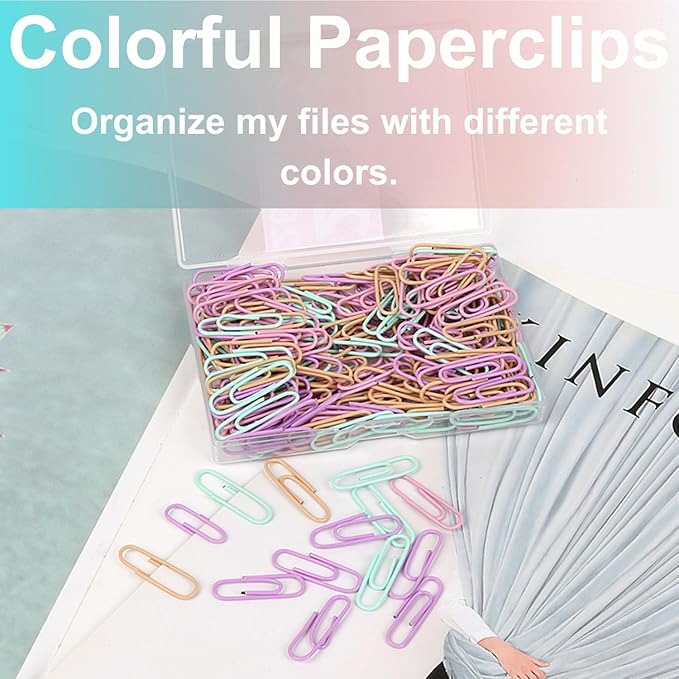 Macaron Colored Paper Clips 400 PCS Small Size Paper Clip 1.1 Inch (28mm) 2 Boxes of 200 PCS Each PaperClips Suitable for Office School Paperwork and Daily Use