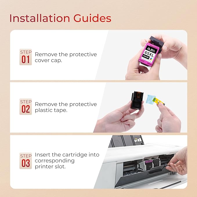 65XL Ink Cartridge Black/Color Combo Pack Replacement for HP 65XL High Yield Works with HP DeskJet 3752 3755 3700 3772 2655 2652 2622 Envy 5010 5012 5055 5052 AMP 100 Printer,Black, Tri-Color, 2-Pack