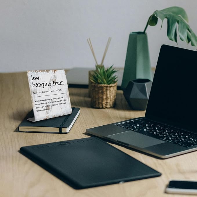 Funny Desk Signs for Work Office, Low Hanging Fruit Definition Desk Sign,Humor Work Office gifts, Office Desk for Colleague Coworker Work bestie Friend, Office Humor Decor Sign Plaque XB294