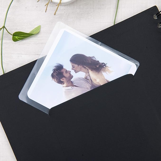 10 x 10 Inch DIY Scrapbook Photo Album with Window Design Cover 80 Pages Craft Paper Memory Book for Weeding Anniversary Travel and Baby (Black)