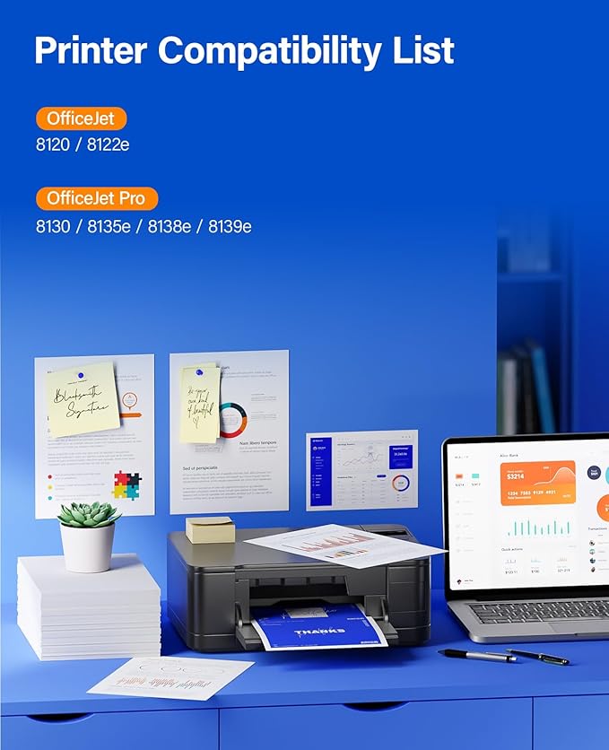 923 923e with chip Ink Cartridges 4-Pack High Yield Replacement for HP 923 923e 923XL Ink Compatible for HP OfficeJet Pro 8135e 8138e 8139e 8122e 8120 8123 8130 8133 Printers Black Cyan Magenta Yellow