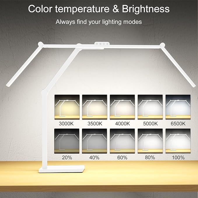 36 W 3000 LM Ultra Bright Architect Desk Lamp with Base, 47.4 Inch Wide Tall Overhead Desk Light for Home Office, Dimmable Table Light with Remote for Desktop Working,Drafting,Reading