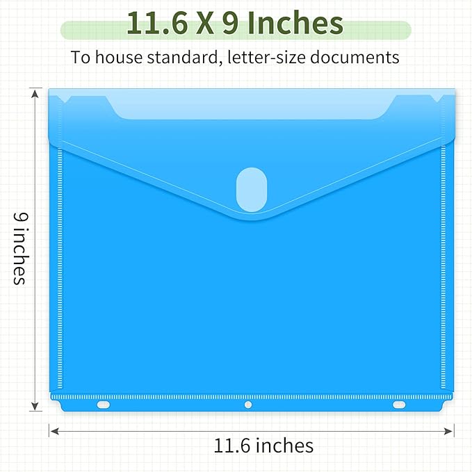 Sooez 48 Pack Binder Folders Organizer with Space-Saving Closure, Super Heavyweight Binder Pockets for 3 Ring Binders, High Capacity Binder Pouch, Side Loading, School Supplies, Letter Size, 8 Color