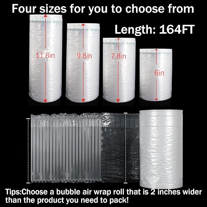 Inflatable Bubble Wrap, 9.84inch*164ft Air Pillows For Shipping Air Bubble Wrap Bubble Cushioning Wrap for Packaging Moving (9.84 inch*164ft)