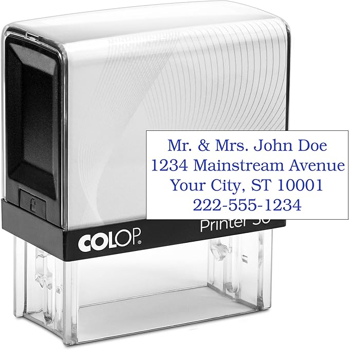 COLOP Medium Size Self Inking Custom Text Stamp - Choose from Many Fonts & 15 Ink Colors