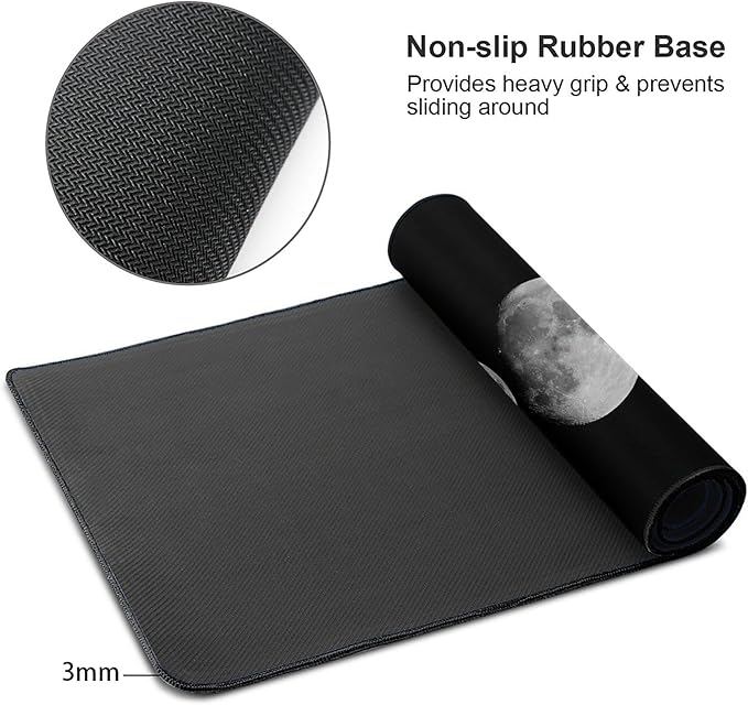 Desk Mat,Celestial Moon Phases Extended Gaming Mouse Pad for Office Work & Game,Computer Keyboard Mouse Mat Desk Non-Slip Rubber Base Large Mousepad with Stitched Edges, 31.5x15.7inch