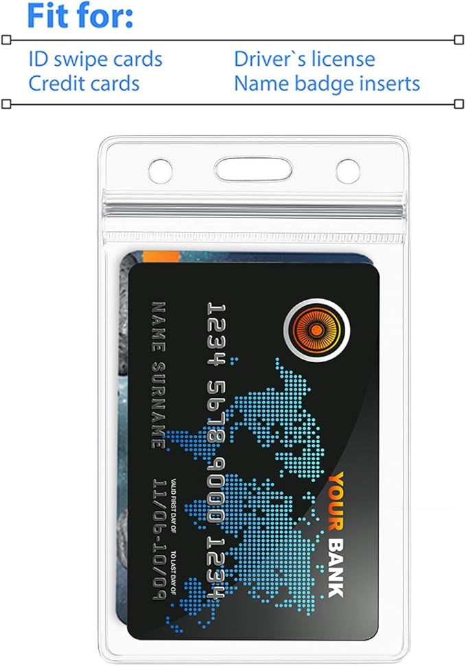 Lanyard with ID Holder 50 Pcs Waterproof Name Tag Badge ID Card Holders ID Pass Holder and 50 Pcs Flat Neck Lanyards Swivel Hook (Red, Vertical)