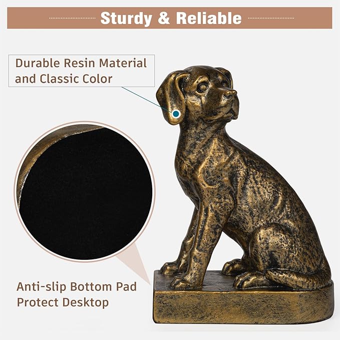 Decorative Bookends for Shelves, Dog Book Ends for Heavy Books, Labrador Retriever Statues Bookends for Heavy Books with Anti-Slip Base Book Holders for Home Office Decor