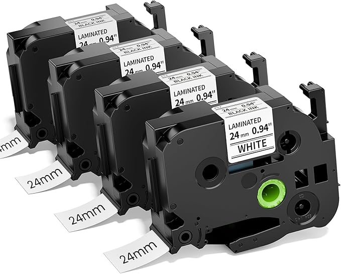 Airmall TZe-251 Compatible with Brother Label Maker Tape 24mm .94 White Replacement for Brother P-Touch Label Tape TZe251 TZ-251 Black on White 1 Inch for PT D610BT D600 700 P710BT PTP750W, 4-Pack