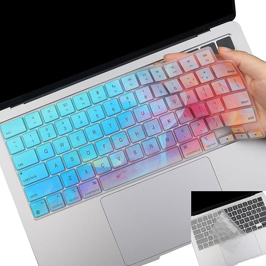 2 Pack Keyboard Cover Skin for 2025-2023 MacBook Air 13" 15" M4 M3 M2, 2025-2021 MacBook Pro 14" 16" M5 M4 M3 M2 M1 Pro/Max, 14.2" 16.2" MacBook Pro /13.6" 15.3" MacBook Air, US, Stylish Colorful