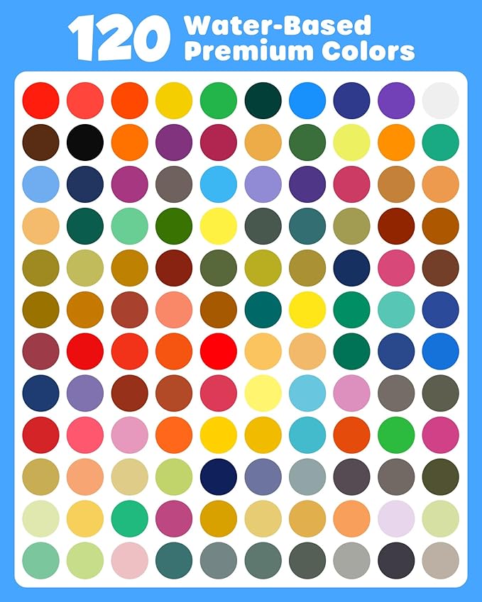 D-FantiX 120 Colors Acrylic Paint Markers for Kids Adults, Fine Tip Acrylic Paint Pens for Wood, Fabric, Glass, Canvas, Ceramic, Plastic, Rocks, Eggs, Shoe, DIY Arts and Crafts Scrapbook Supplies