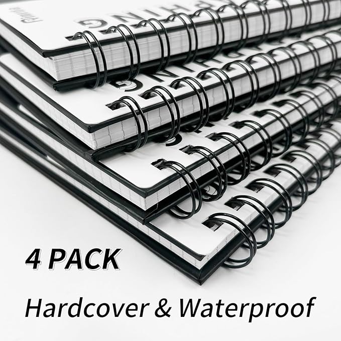 Blank Spiral Notebook 8.5" x 11"-4 Pack unlined spiral notebook Blank Journal A4 Unlined Journals for drawing
