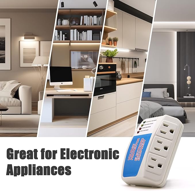 BSEED Surge Protector Power Strip for Home Appliance, 3 Outlet Power Surge Protector, Voltage Protector Brownout Surge Refrigerator 1875W, 120V, 15A, 1 Pack