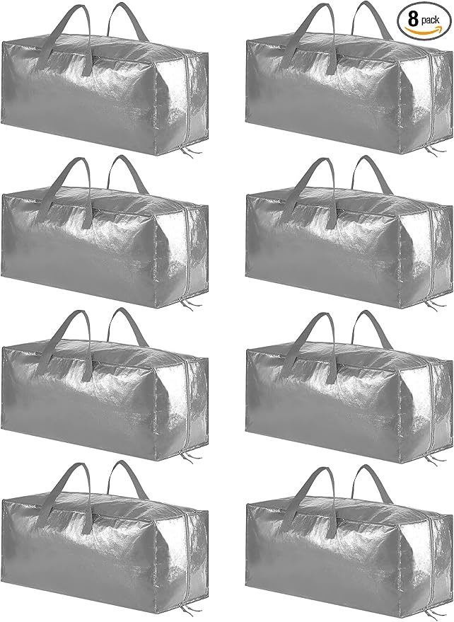 SpaceAid Heavy Duty Moving Bags, Extra Large Storage Totes W/Backpack Straps Strong Handles & Zippers, Alternative to Moving Boxes, Packing & Moving Supplies, Gley (8 Pack)