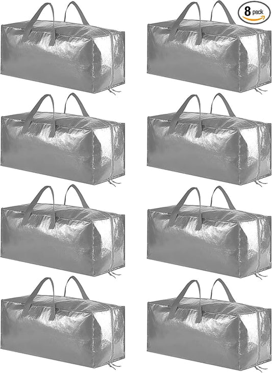 SpaceAid Heavy Duty Moving Bags, Extra Large Storage Totes W/Backpack Straps Strong Handles & Zippers, Alternative to Moving Boxes, Packing & Moving Supplies, Gley (8 Pack)