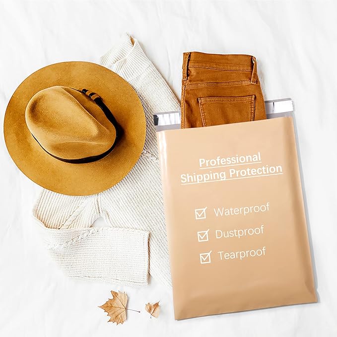 Metronic Poly Mailers 12x15.5 Pastel Beige Brown, 500 Pack, Large Self-Seal Shipping Bags for Clothing, Clothes, Small Business, Packaging Bags, Mailing Bags, Custom Designer Poly Mailers