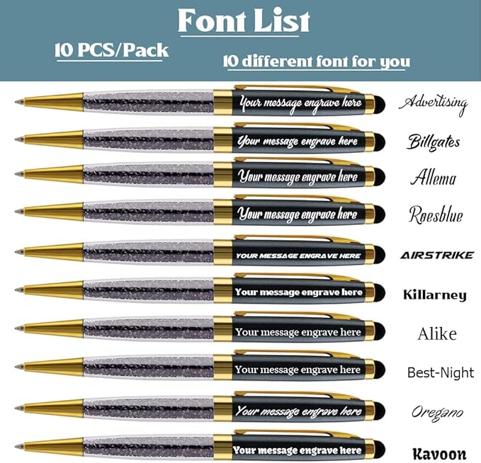 Ancolo Personalized Gift Pens - Ballpoint Pen with Stylus Tip Stylish Pens, Premium Crystal Diamond Pen, Engraved Your Logo or Slogan Perfect for Graduate Lawyer/Professor 10PCS/ Pack…