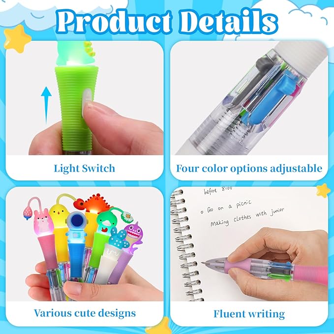 CZWZ 20Pcs Multicolor Pens in One 4-in-1 Cute Pens Bulk for Kids, Ballpoint Pen for Birthdays and Children's Parties, Fun Gifts Assorted Ink Kawaii Pen(Style-2)