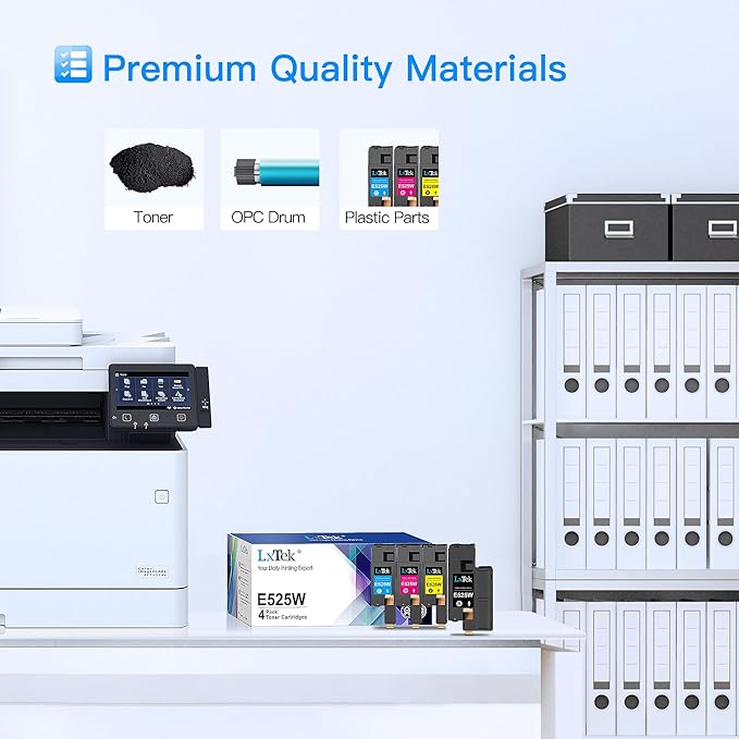 LxTek Remanufactured Toner Cartridge Replacement for Dell E525W E525 to use with E525W Color Laser Printer, 4 Pack (593-BBJX 593-BBJU 593-BBJV 593-BBJW)