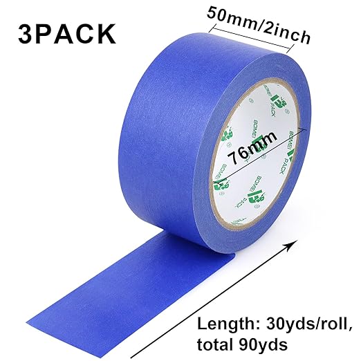 BOMEI PACK 3 Pack Blue Painters Tape, 2 x 50yds, Multi Size Painting Masking Tape, Clean Release Paper Tape for Home and Office