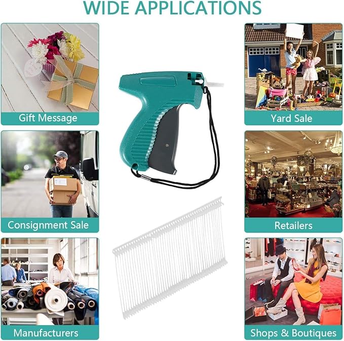 Price Tagging Gun for Clothing,(Not Stitch Gun)Standard Retail Price Tag Attacher Gun Kit for Clothes Labeler with 6 Needles & 1000pcs 1" Barbs Fasteners & Organizer Bag for Store Warehouse Yard Sale