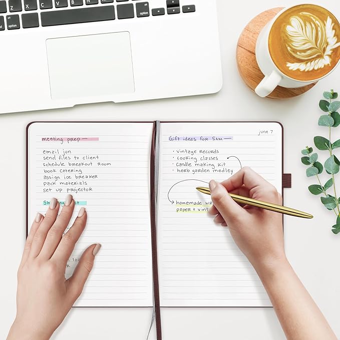 &And Per Se Lined Journal Notebook, 160 Pages, A5 5.7 x 8 inches College Ruled Thick Paper Notebook Journals for Writing, Hardcover Notebooks for Women Men Office School (1 Pack, Dark Red)