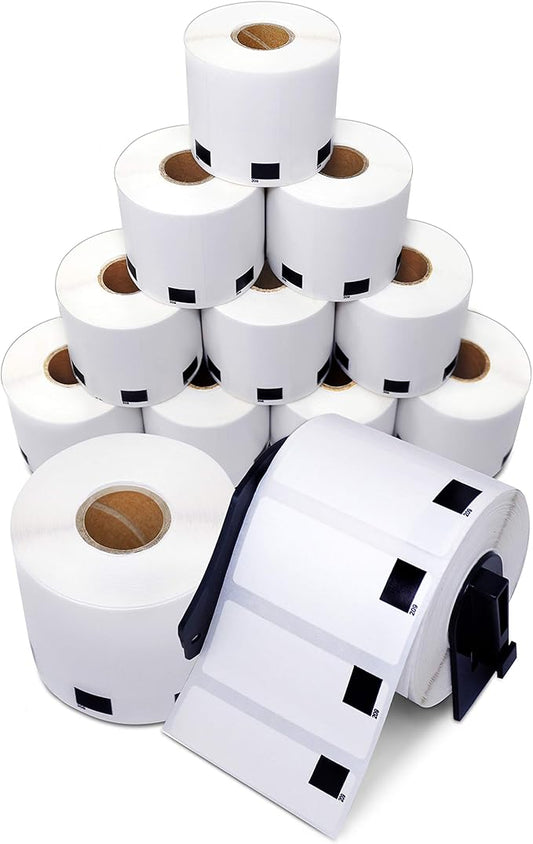 Aegis Adhesives - Compatible Label Replacement for Brother DK-1209 (1.1" X 2.4”) Address & Barcode, Use with QL Label Printers - 12 Rolls + 1 Frame