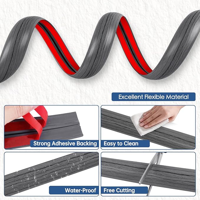 Floor Cord Cover for Wires on Floor Self Adhesive Cord Hider Floor Cable Management Wire Covers for Cords Protector Prevent Cable Trips Cord Cavity W 0.47" x H 0.27", Deep Gray Wood, 3.3Ft