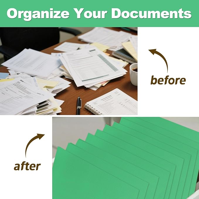 Folders with Pockets, LAYZZ 60 Pack Paper Pocket Folders, 2 Pocket File folders Fits Letter Size Paper, for School Office and Home (Green)