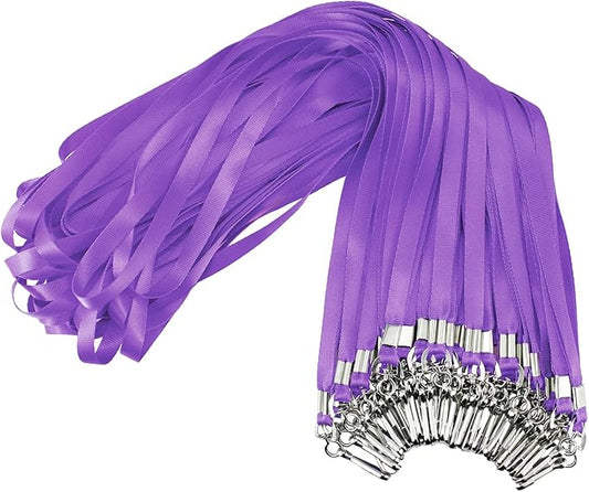Purple Lanyards Bulk 50 packs Lanyards for ID Badges,Lanyards with Swivel Hook Clips for Name Tag Lanyard ID Holder