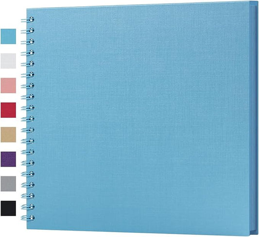 potricher 10 x 10 Inch DIY Scrapbook Album 40 Pages Hardcover Kraft Paper Scrap Book Photo Albums Memory Book for Wedding and Anniversary Family (Blue, 10 Inch)