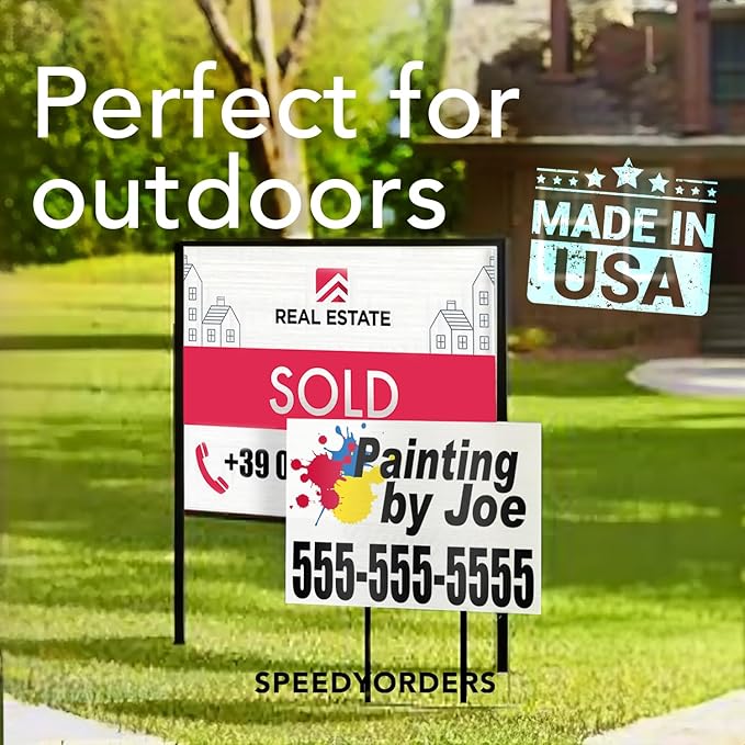 SPEEDYORDERS Custom Aluminum Signs, Personalized, Modern Style, Blue Background, 10x7 In