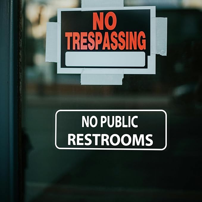 No Public Restrooms Sign for Business Sign 9x3 Inch Sticker Vinyl Window Door Signs Waterproof UV Proof Decal 5 Pack