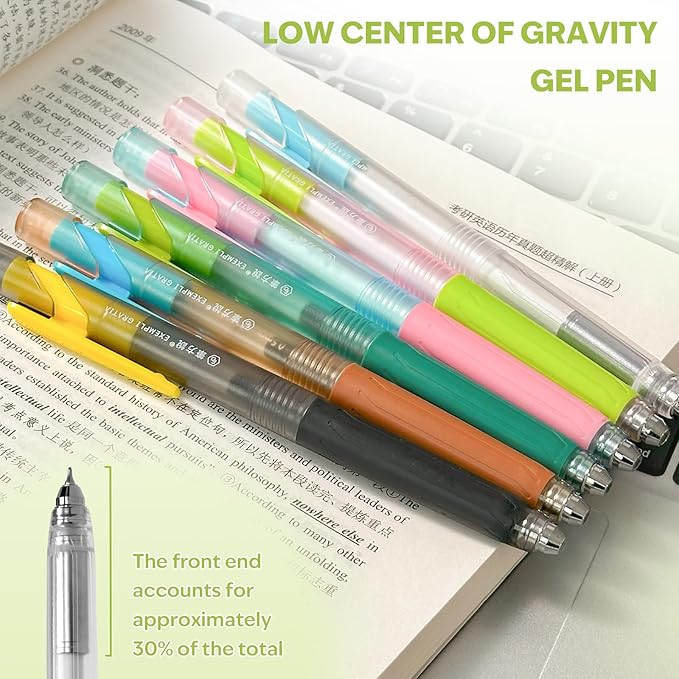 cute Ballpoint Pens Fine Point Smooth Writing Pens, 0.5mm Black Gel Ink pen, Quick-Dry Retractable with Silicone Grip, 4 Pcs - Morandi Colors for Office, School Supplies & Journaling