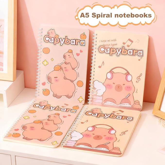 Adorable Capybara Stationery Set, Girls' Stationery Set Includes Pencil Case, Multi-Color Pens, Stickers, Pins, Notebook, Stamps. Perfect Cute Birthday Gift for Kindergarten and Elementary School.