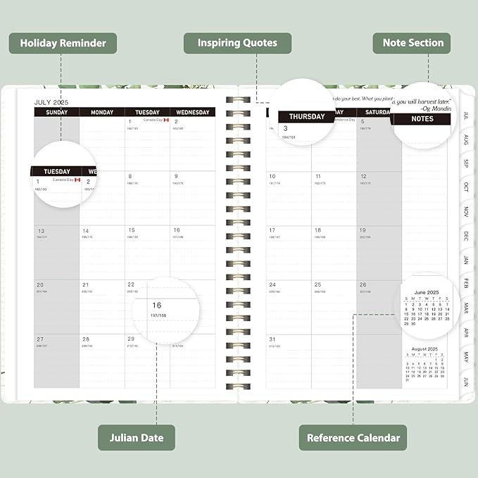 Planner 2025-2026, Weekly and Monthly Calendar Academic Planner (July 2025 - June 2026), Hardcover Teacher School Student Agenda with Tabs, Ideal for School Office Supplies, A5 (6.3" x 8.5")