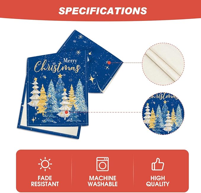 Artoid Mode Xmas Trees Merry Christmas Table Runner, Seasonal Winter Blue Kitchen Dining Table Decoration for Home Party Decor 13x72 Inch