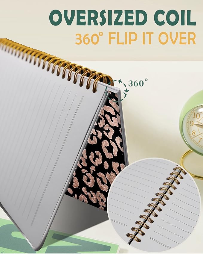 Ruled Spiral Writing Notebook,A5 Hardcover Lined College Journal for Women Lady Girl,Fashion Strong Twin-Wire Binding with Premium Paper,8.4" X 6",Perfect for School,Office,Home Gifts(Rose Gold