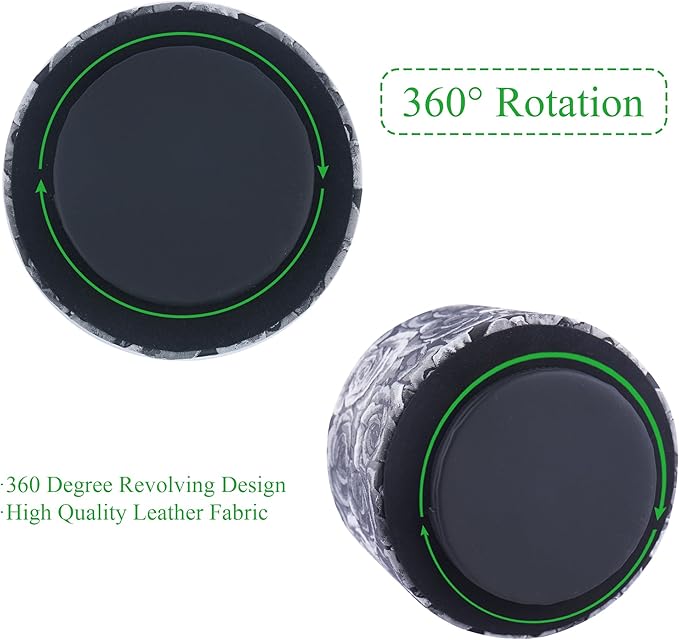 QIELIZI Round Leather Art Supply Organizer,Remote Control Holder,360 Degree Rotating,Multi-Functional Pencil Holder,4 Compartments Desktop Stationary Organizer(1-3D Black Grey)