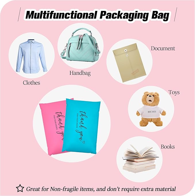 JinRuiKJ Thank You Poly Mailer - 6x9 Poly Mailers Variety Pack of 100, 25 Pcs Each Color, Strong Adhesive Shipping Bags for Clothing, Durable Thick Mailer Bags with Self Seal - Mixed Color2