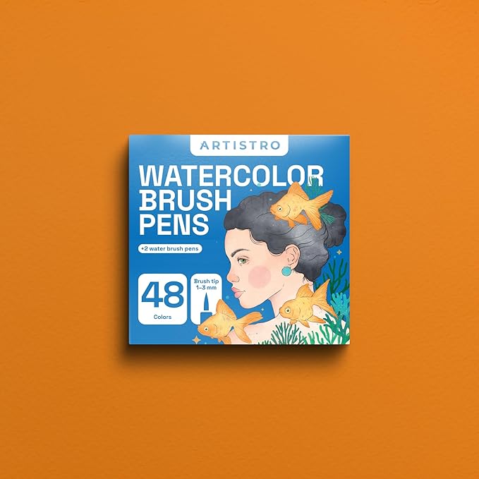 ARTISTRO 48 Watercolor Markers with Flexible Paint Brush Pens for Pros & Beginners - Consistent, Smooth, Bright, Washable, Non-Toxic, Ideal for Coloring, Calligraphy, & Manga