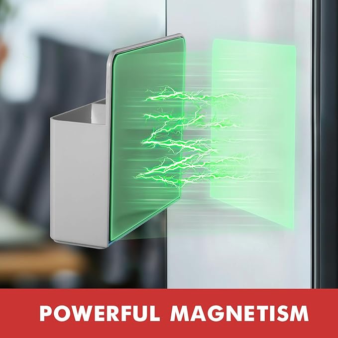 BEYGORM 2 Pack Plastic Magnetic Pen Holder for Refrigerator, Dry Erase Marker Holder for Whiteboard，Magnet School Locker Organizer Accessories, Pencil Cup, Pen Caddy, Classroom Organization(Grey)