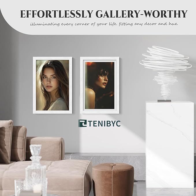 12x18 Frame Set of 4 - White, Textured Wood & HD Tempered Glass, 12x18 White Poster Frame, Vertical or Horizontal Wall Hanging - Gallery Decoration